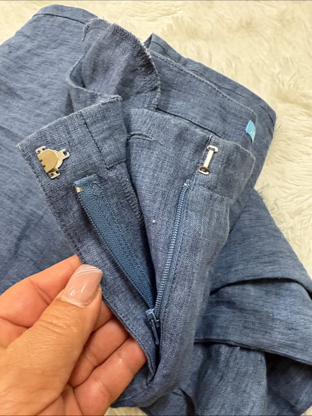 J. McLaughlin Dark Blue Linen Blend Dress Pants